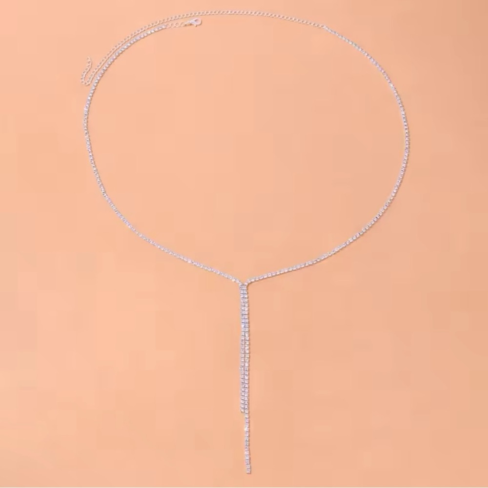 Rhinestone Y Shape Long Necklace Boho Jewelry for Women - Picture 3 of 5